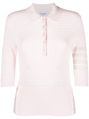 Dryžuota polo marškinėliai Thom Browne rožinė