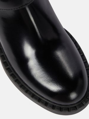 Найлонови кожени обувки до глезена Prada черно