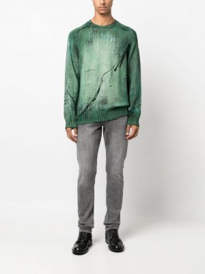Bluza wełniana z wełny merino z okrągłym dekoltem Avant Toi zielona