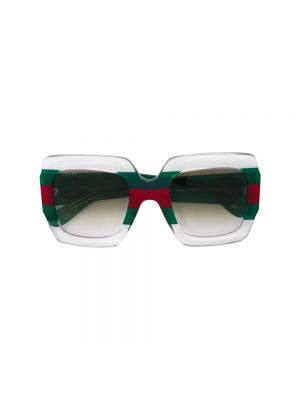 Okulary przeciwsłoneczne w paski Gucci zielone