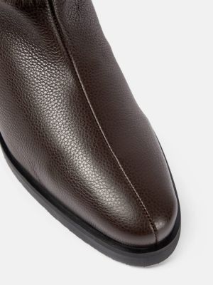 Kožené členkové topánky s kožušinou Totême hnedá