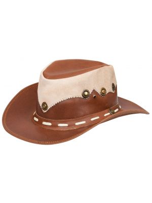 Кожаная замшевая ковбойская шляпа Infinity Leather коричневая
