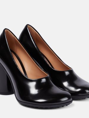Кожени полуотворени обувки от лакирана кожа Bottega Veneta черно