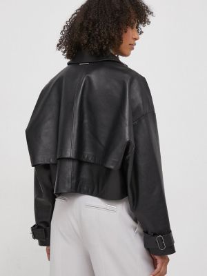 Kožená bunda Calvin Klein černá