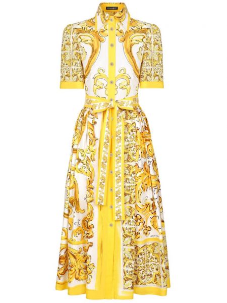 Памучна права рокля с принт Dolce & Gabbana