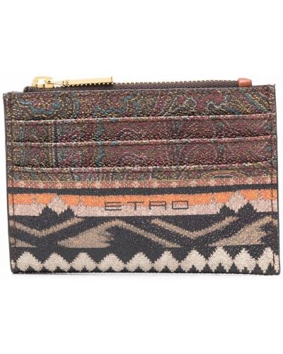 Kožená peňaženka s potlačou Etro čierna