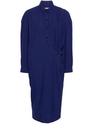 Asimetrična pamučna haljina košulja Lemaire ljubičasta