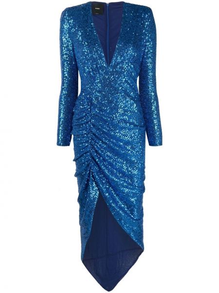 Коктейлна рокля с v-образно деколте Pinko синьо