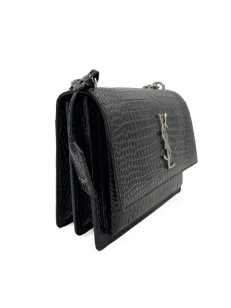 Bolsas de cadena de cuero retro Yves Saint Laurent Vintage negro