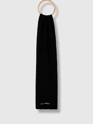 Меланжов вълнен шал с принт Karl Lagerfeld черно