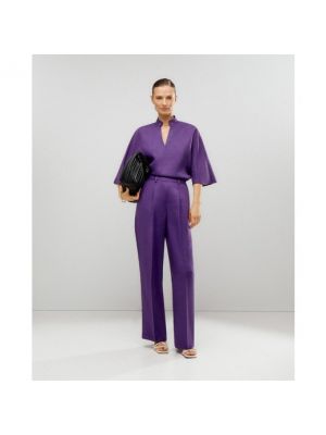 Pantalones rectos de lino Woman Limited El Corte Inglés violeta