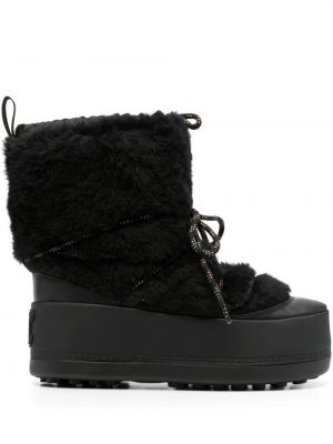 Зимни обувки за сняг с връзки на платформе с дантела Max Mara черно