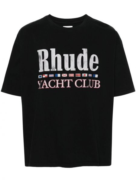 Βαμβακερή μπλούζα Rhude μαύρο