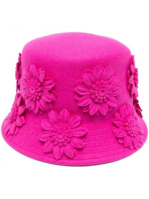 Вълнена шапка на цветя Valentino Garavani розово