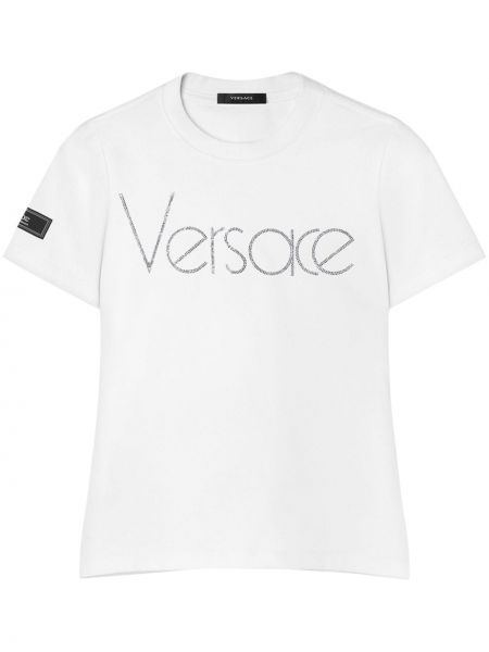 Тениска с кристали Versace бяло