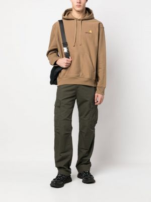 Medvilninis siuvinėtas džemperis su gobtuvu Carhartt Wip ruda