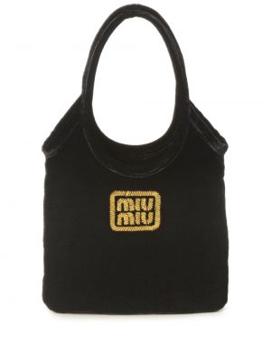 Βελούδινη τσάντα shopper Miu Miu μαύρο