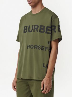 Oversized tričko s potiskem Burberry zelené