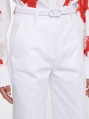 Pantalones de algodón bootcut Valentino blanco