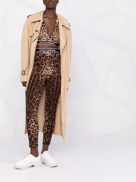 Leggings de cintura alta con estampado leopardo Dolce & Gabbana marrón