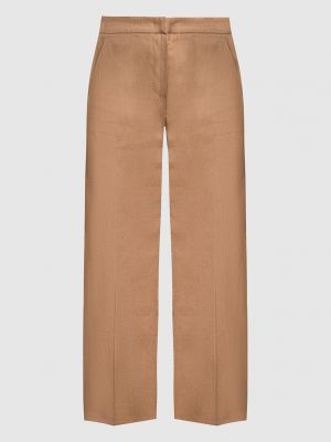 Лляні прямі брюки Max Mara коричневі