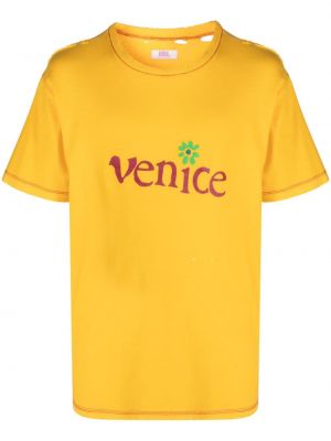 Tricou zdrențuiți cu imagine Erl galben