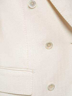 Vlnená bunda so vzorom rybej kosti Tom Ford biela