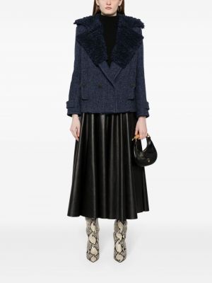 Tvídový kabát s knoflíky Chanel Pre-owned modrý