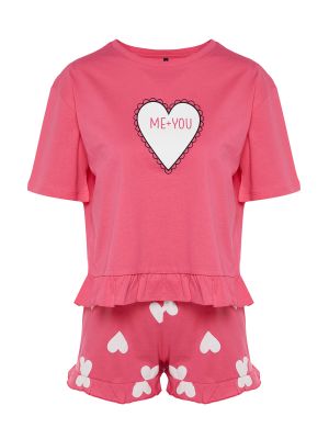 Πλεκτή μπλούζα με μοτίβο καρδιά Trendyol ροζ