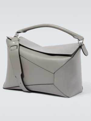 Kožená nákupná taška Loewe sivá