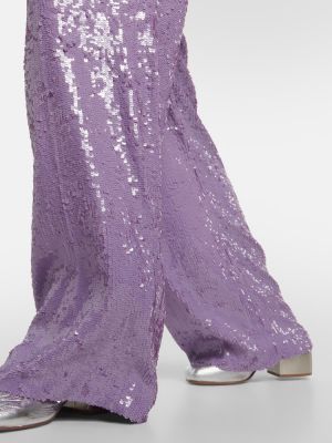 Pantalones rectos con lentejuelas Dries Van Noten violeta