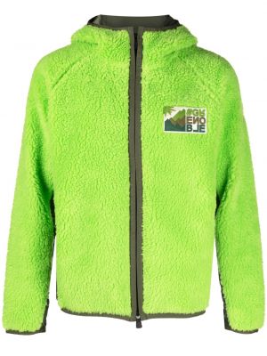 Μπουφάν με φερμουάρ με κουκούλα Moncler Grenoble πράσινο