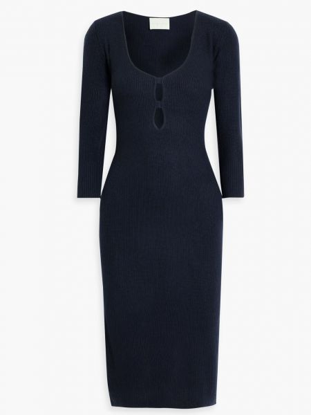 Платье в рубчик с вырезом Michelle Mason, темно-синий