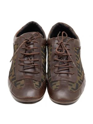 Sneakersy skórzane Fendi Vintage brązowe
