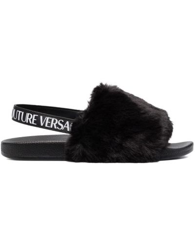 Sandale cu blană slingback Versace Jeans Couture