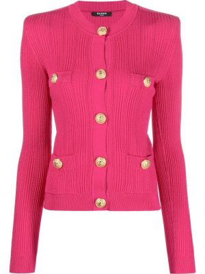 Cardigan à boutons en tricot Balmain rose