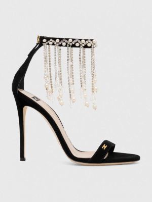 Sandale din piele Elisabetta Franchi negru