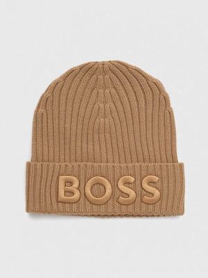 Бежевая шерстяная шапка Boss
