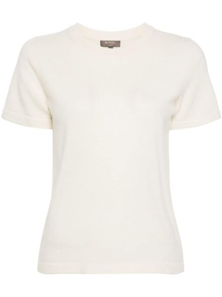 Kaschmir t-shirt mit rundem ausschnitt N.peal weiß