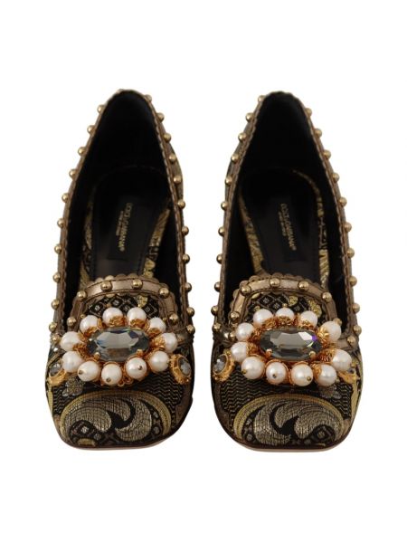 Calzado de punta cuadrada de cristal Dolce & Gabbana dorado