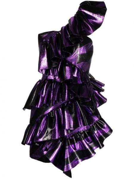 Mini vestido a rayas con volantes Alexandre Vauthier violeta