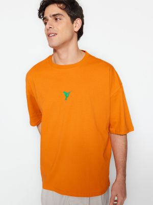 Oversized póló Trendyol narancsszínű
