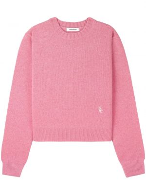 Кашмирен пуловер бродиран Sporty & Rich розово