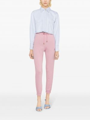 Haftowane spodnie sportowe bawełniane Pinko różowe