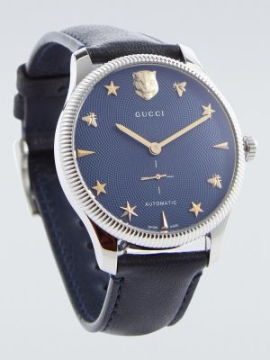Кожени часовници от неръждаема стомана Gucci синьо