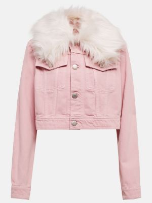 Džínová bunda s kožíškem Ami Paris růžová