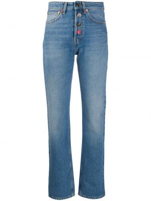 Straight fit džíny s vysokým pasem Semicouture modré