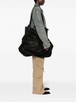 Kožená shopper kabelka Discord Yohji Yamamoto černá