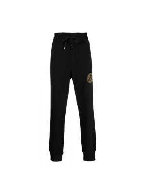 Spodnie sportowe bawełniane Versace Jeans Couture czarne