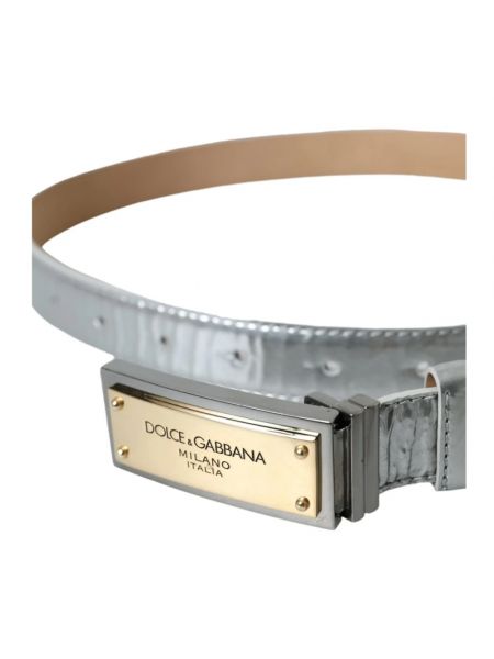 Cinturón de cuero con hebilla Dolce & Gabbana plateado